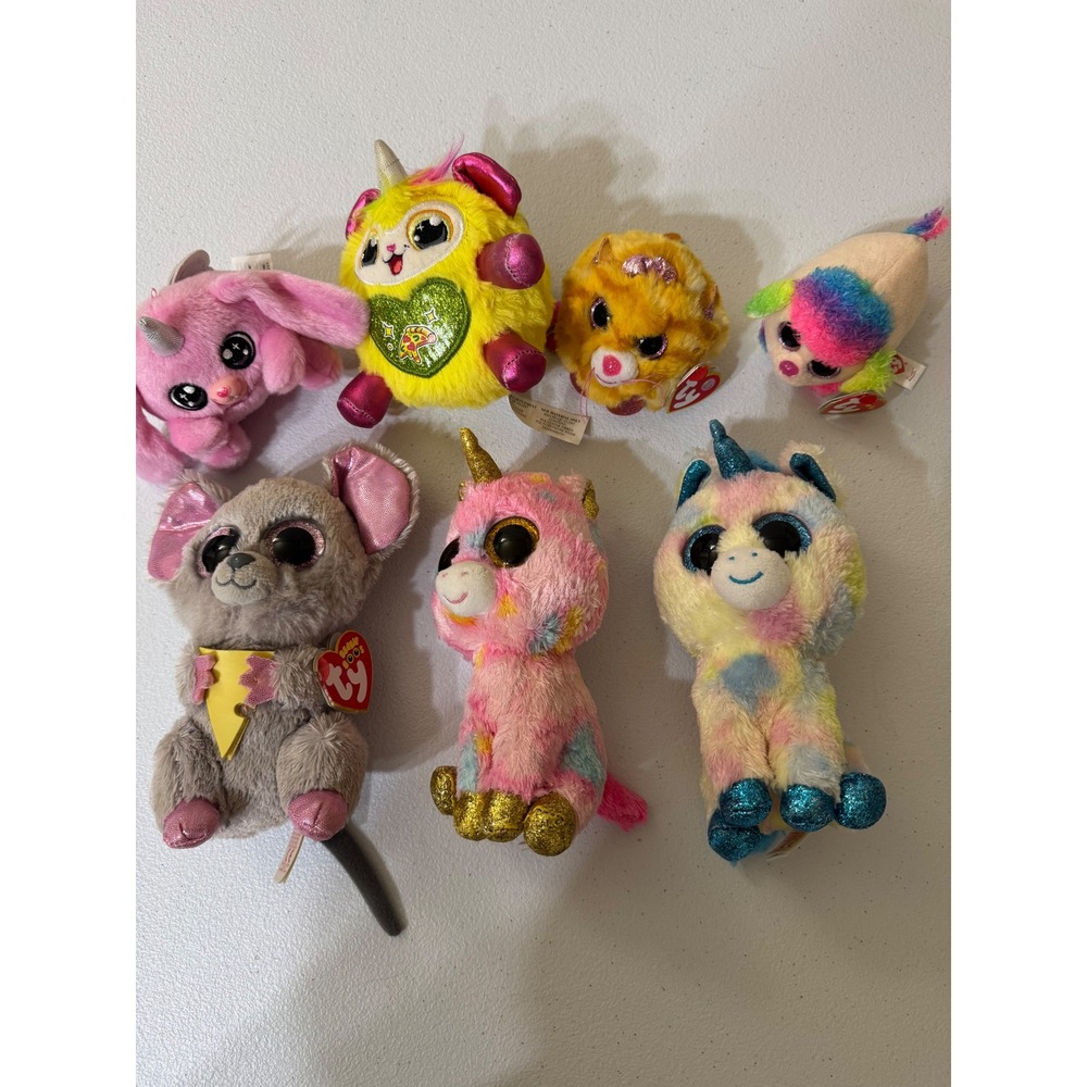 Bundle Ty Beanie Boos Plush Lot Unicorn Mouse Dog Cat Fantasy Creatures lot‎